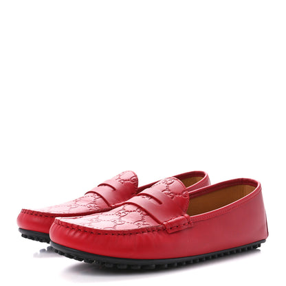Gucci Guccissima Calfskin Mens Driver Loafers 6.5 Red 3 of 11