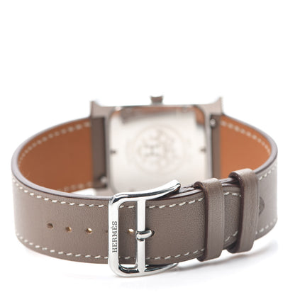 Hermes Stainless Steel Swift 26mm Heure H Hour Quartz Watch Etoupe 5 of 6
