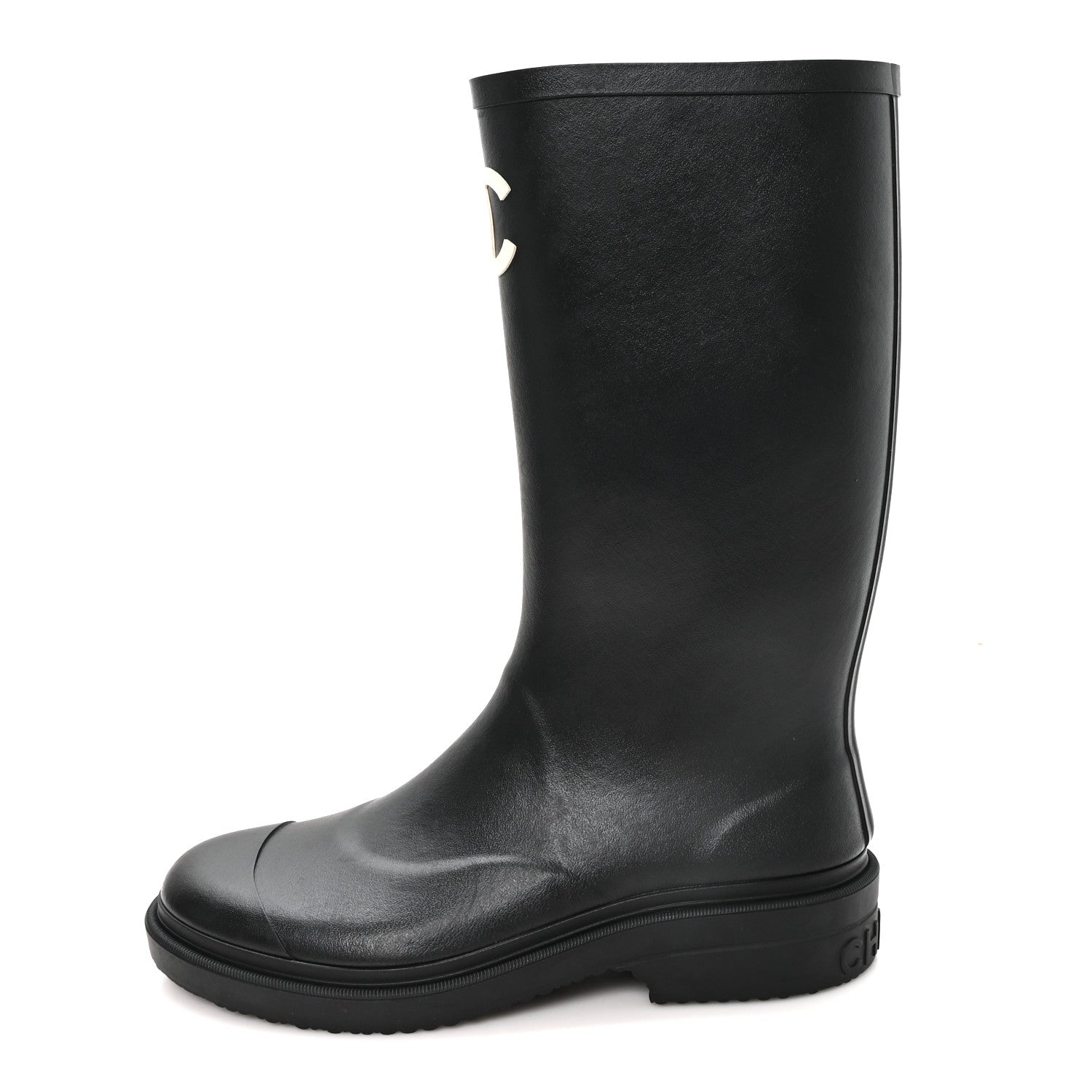 Chanel Caoutchouk CC High Boots 38 Black 1 of 9