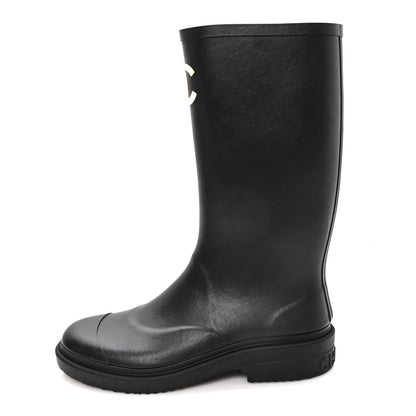 Chanel Caoutchouk CC High Boots 38 Black 1 of 9