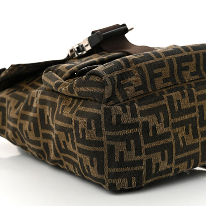 Fendi Recycled Fabric Jacquard Vitello Astro FF 1974 Small Fendiness Backpack Tobacco Moro Black 9 of 10