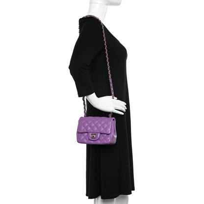 Chanel Lambskin Quilted Mini Square Flap Purple 2 of 11