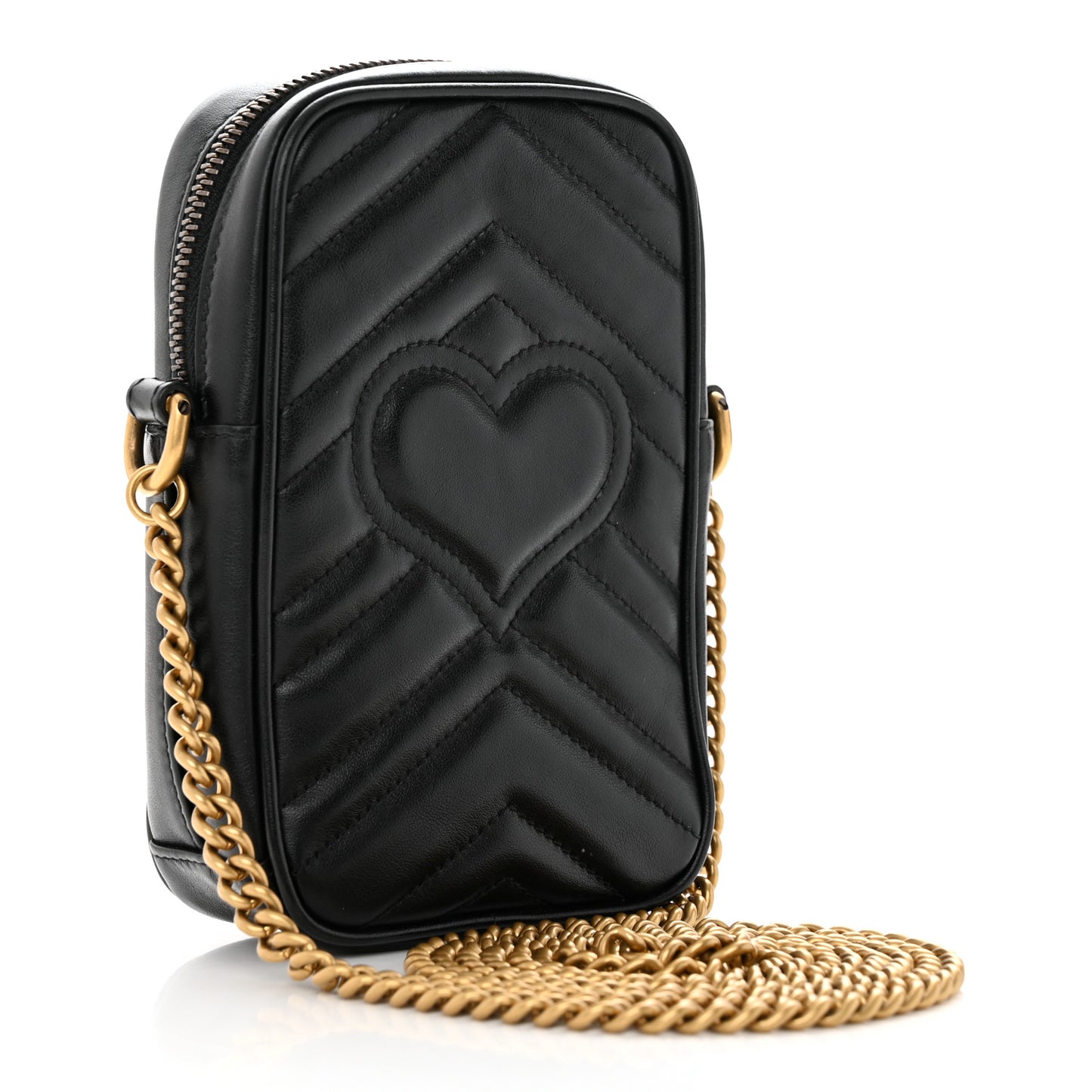 Calfskin Matelasse Mini GG Marmont Crossbody Bag Black