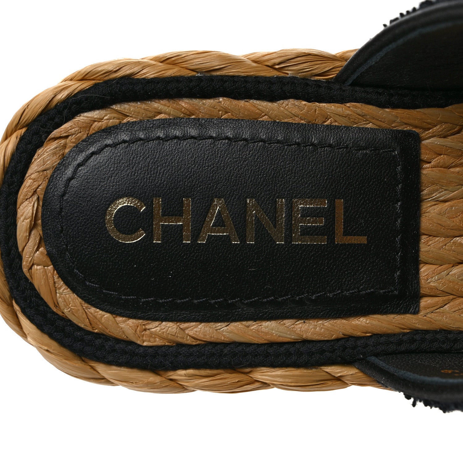 Chanel Terry Cloth Raffia CC Logo Thong Sandals 39 Black 7 of 12