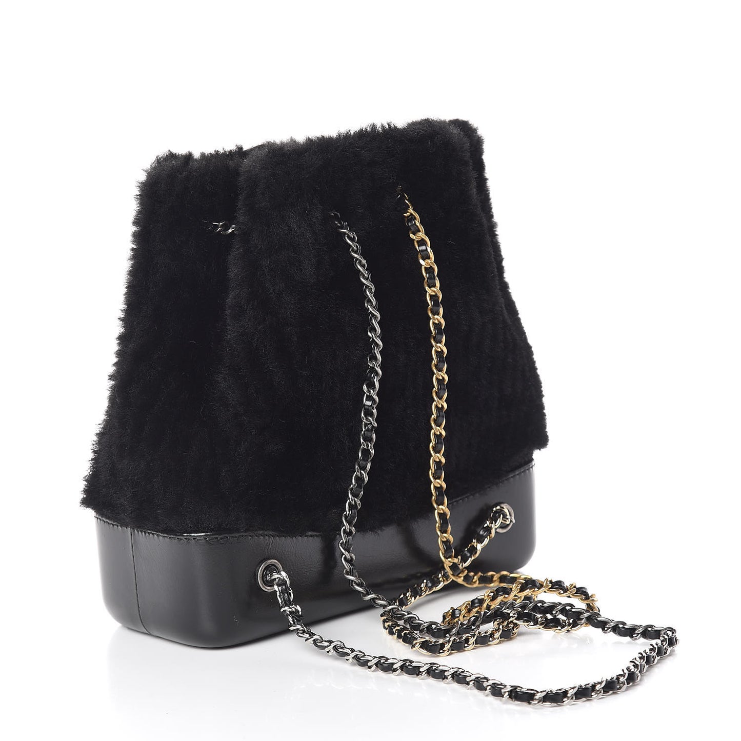 Shearling Small Gabrielle Backpack Black