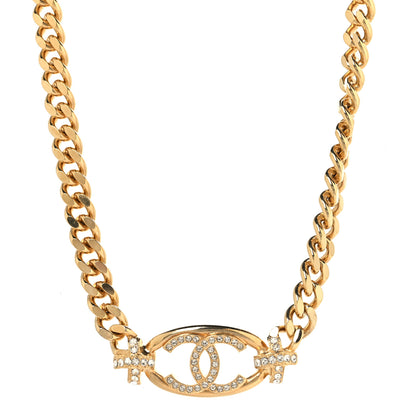 Chanel Crystal CC Oval Choker Necklace Gold 1 of 4