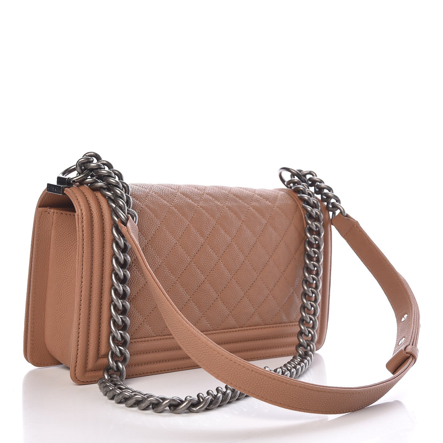 Caviar Quilted Medium Boy Flap Camel
