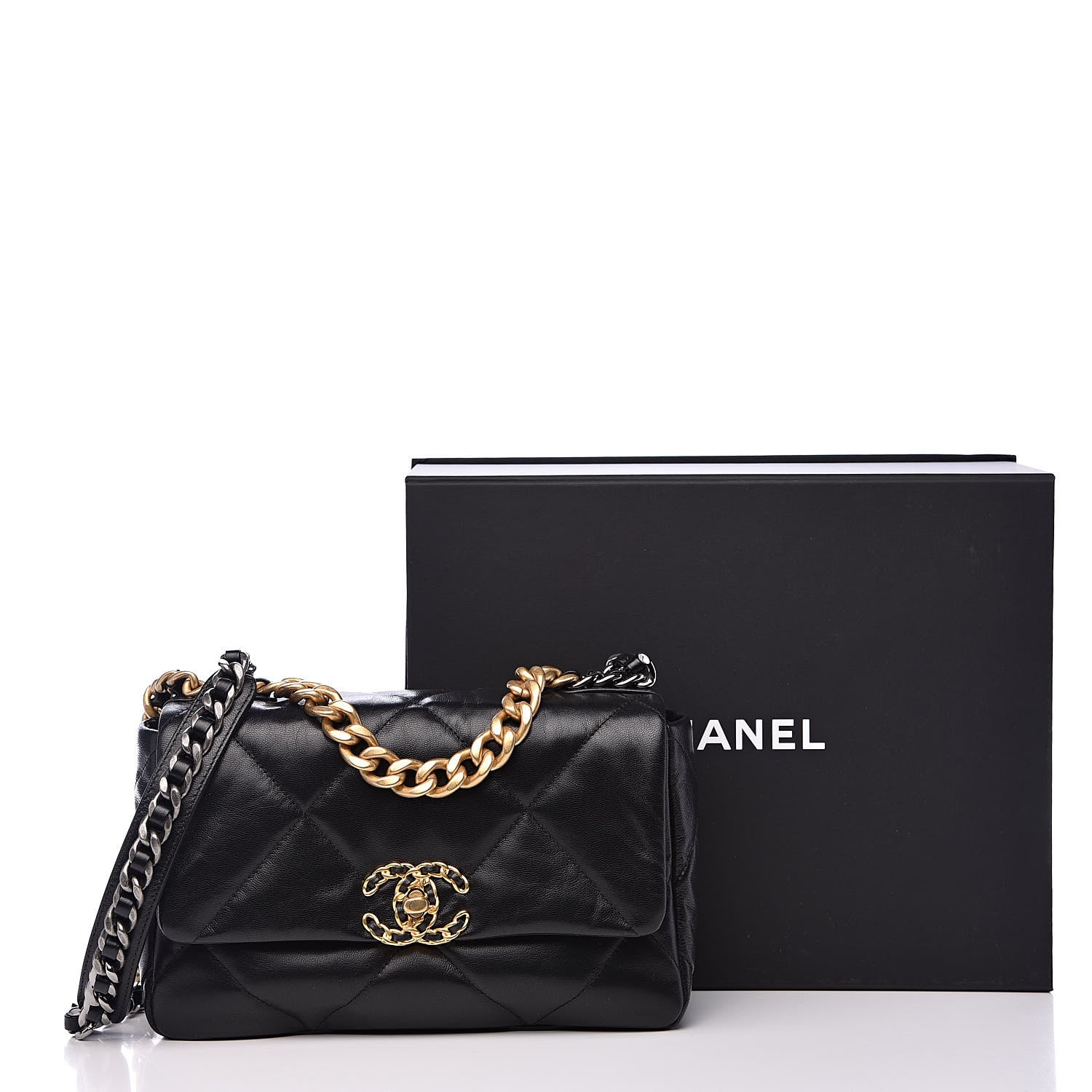 Chanel Goatskin Quilted Medium 19 Flap Black 11 of 11