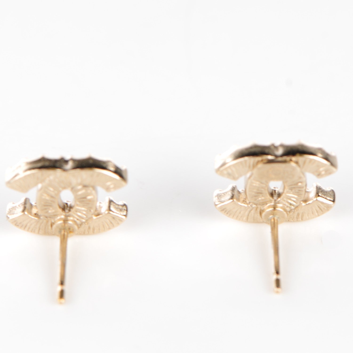 Chanel Crystal Timeless CC Earrings Gold 4 of 5