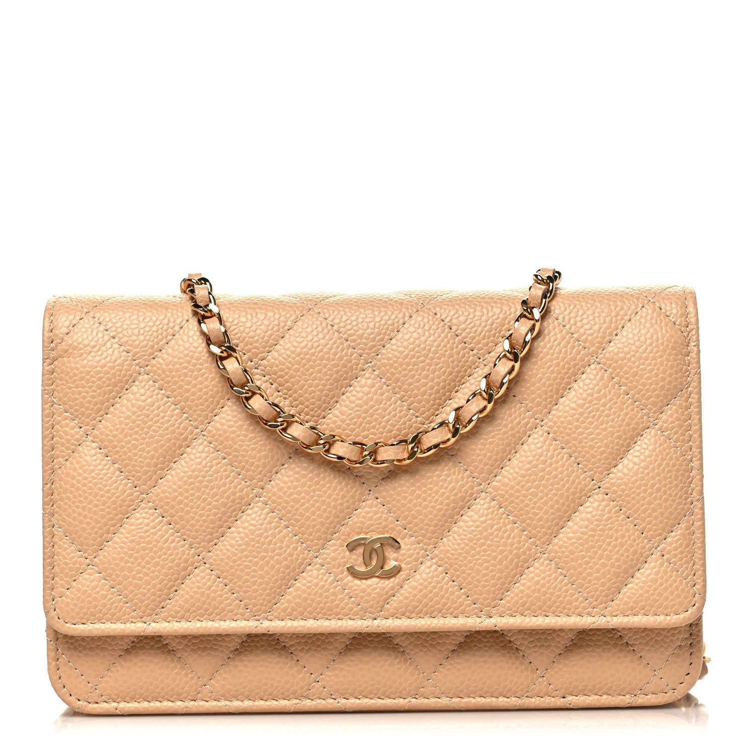 Chanel Caviar Quilted Wallet on Chain WOC Beige 1 of 12