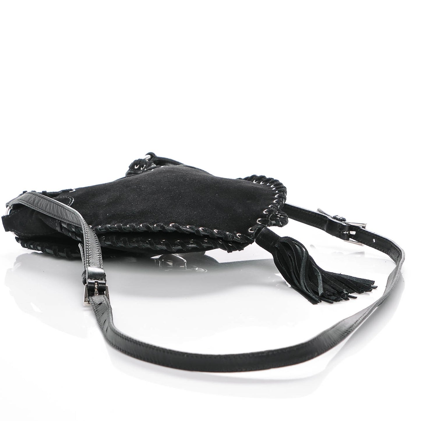 Suede Tassel Crossbody Black
