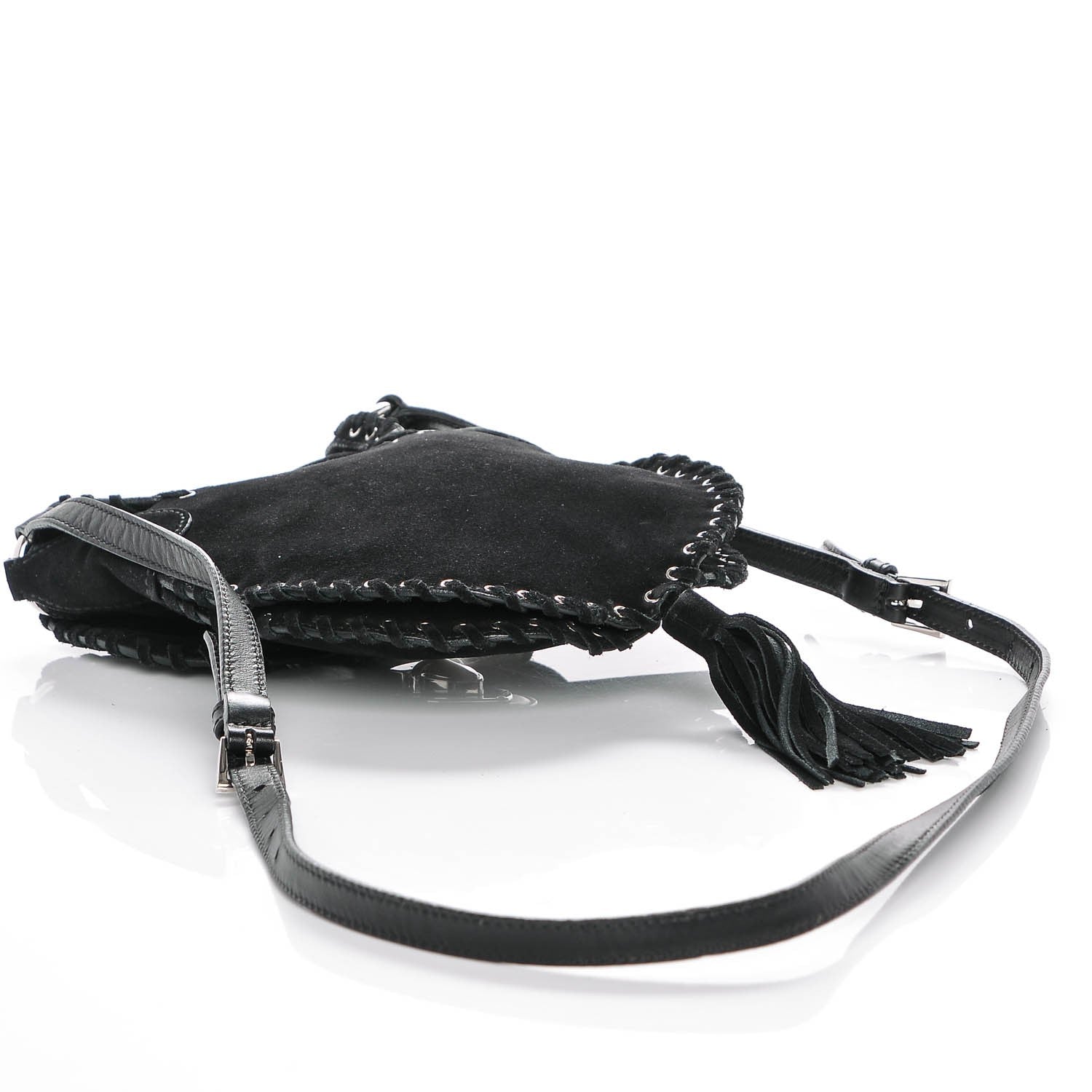 Prada Suede Tassel Crossbody Black 4 of 6