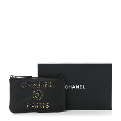Chanel Caviar Studded Deauville Cosmetic Pouch Black 8 of 8