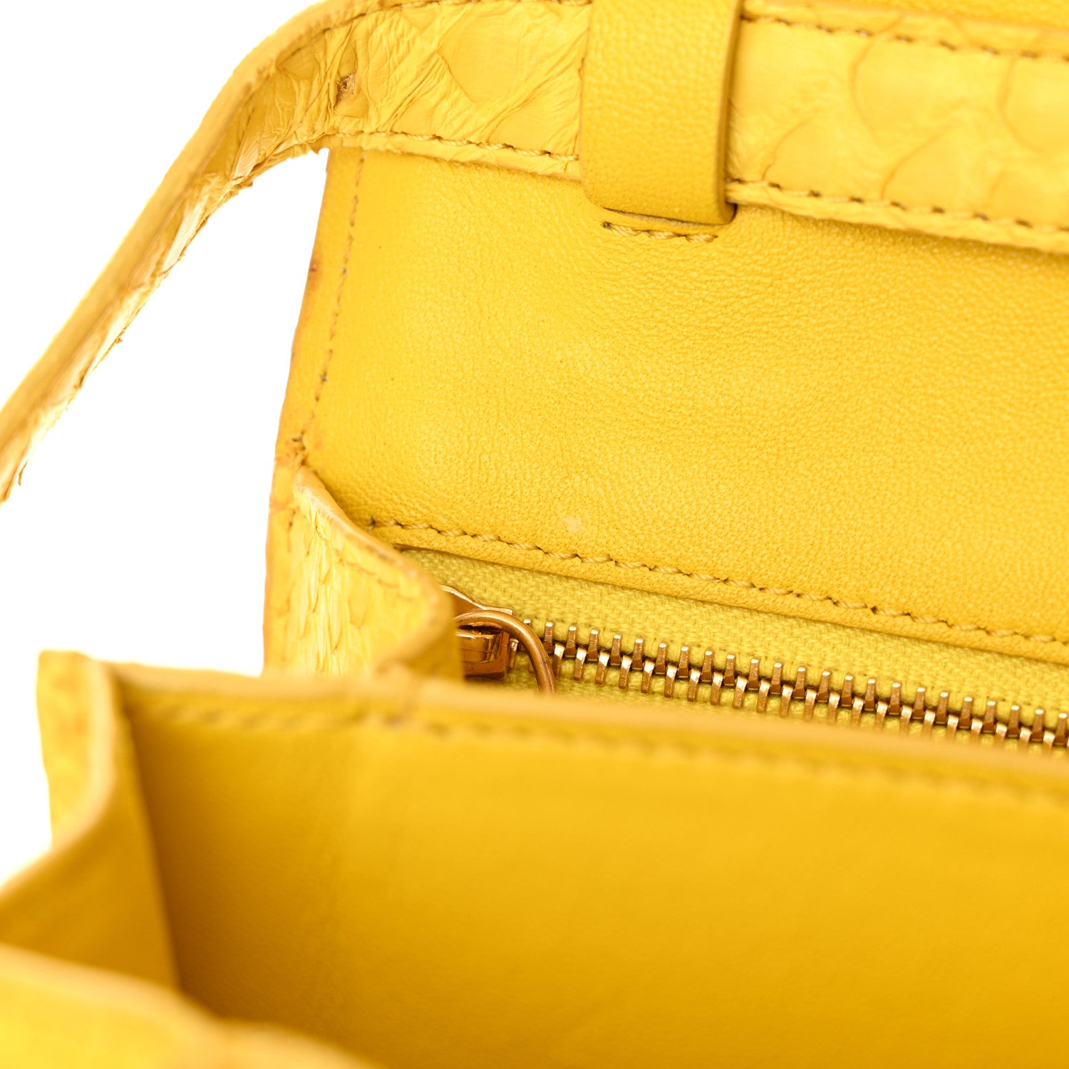 Celine Snakeskin Small Classic Box Flap Bag Yellow 14 of 18
