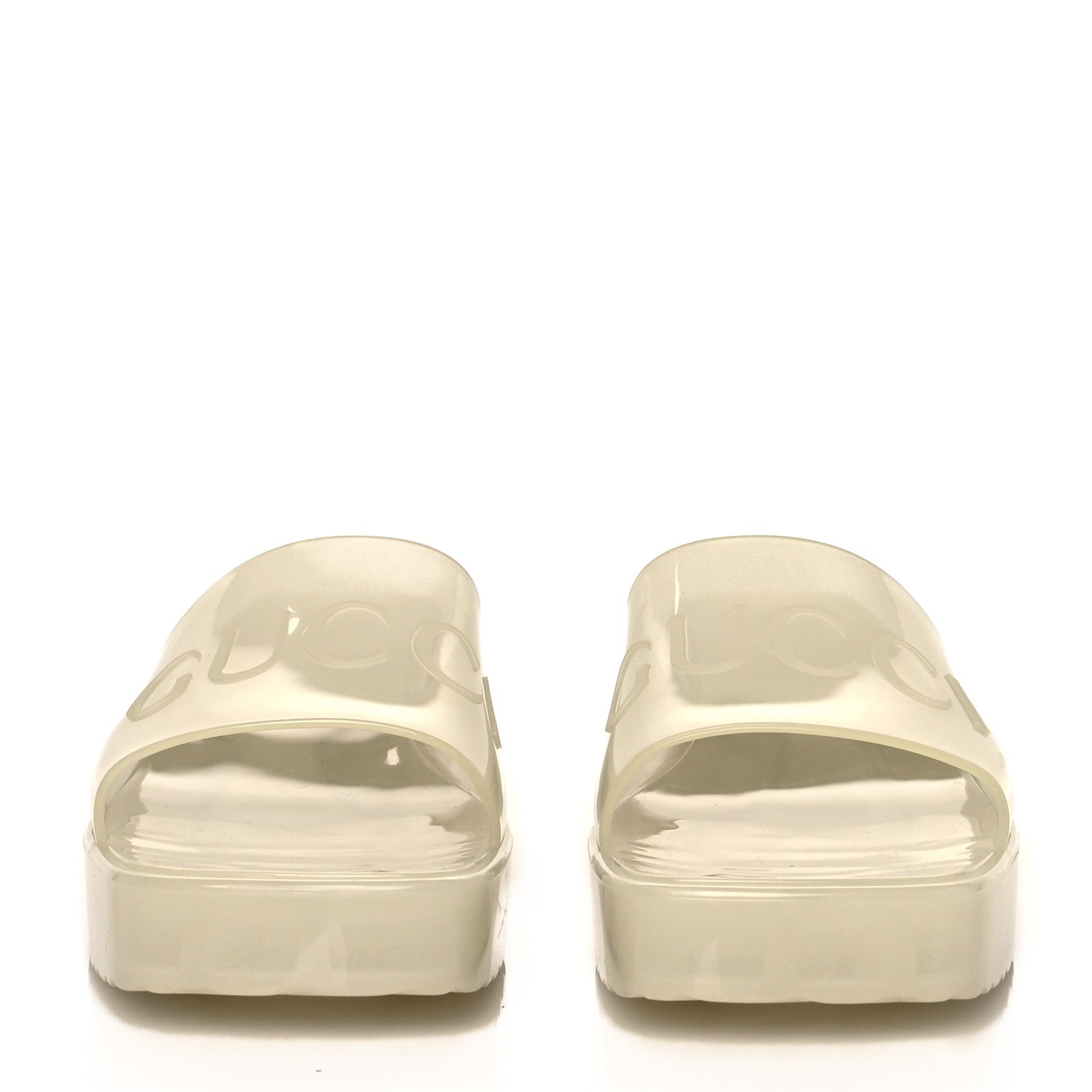 Gucci Rubber Gucci Logo Womens Platform 20/60mm Slide Sandals 41 Transparent Glow In The Dark 4 of 7