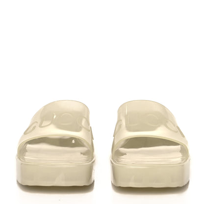 Gucci Rubber Gucci Logo Womens Platform 20/60mm Slide Sandals 41 Transparent Glow In The Dark 4 of 7