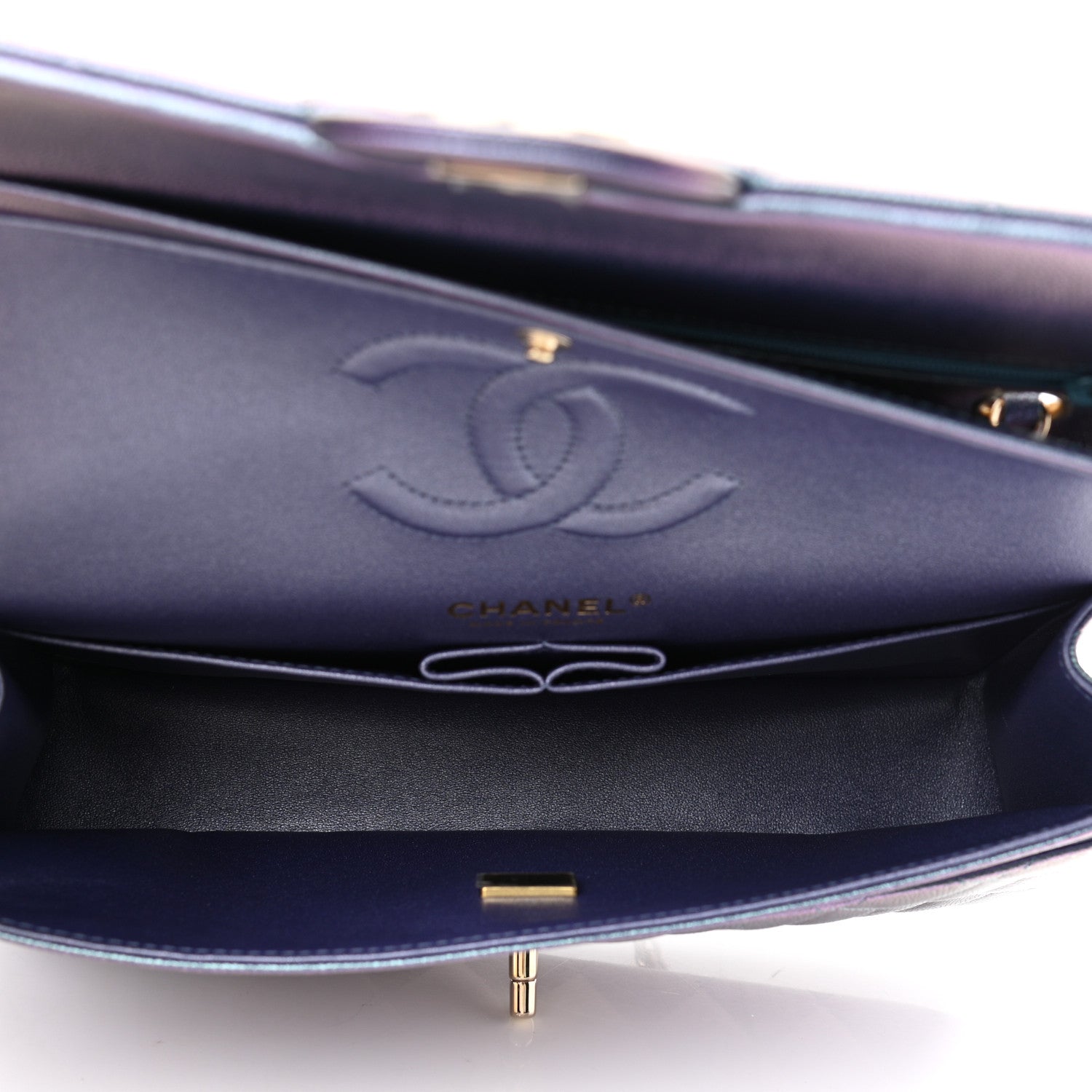 Chanel Iridescent Caviar Quilted Medium Double Flap Dark Blue 5 of 11