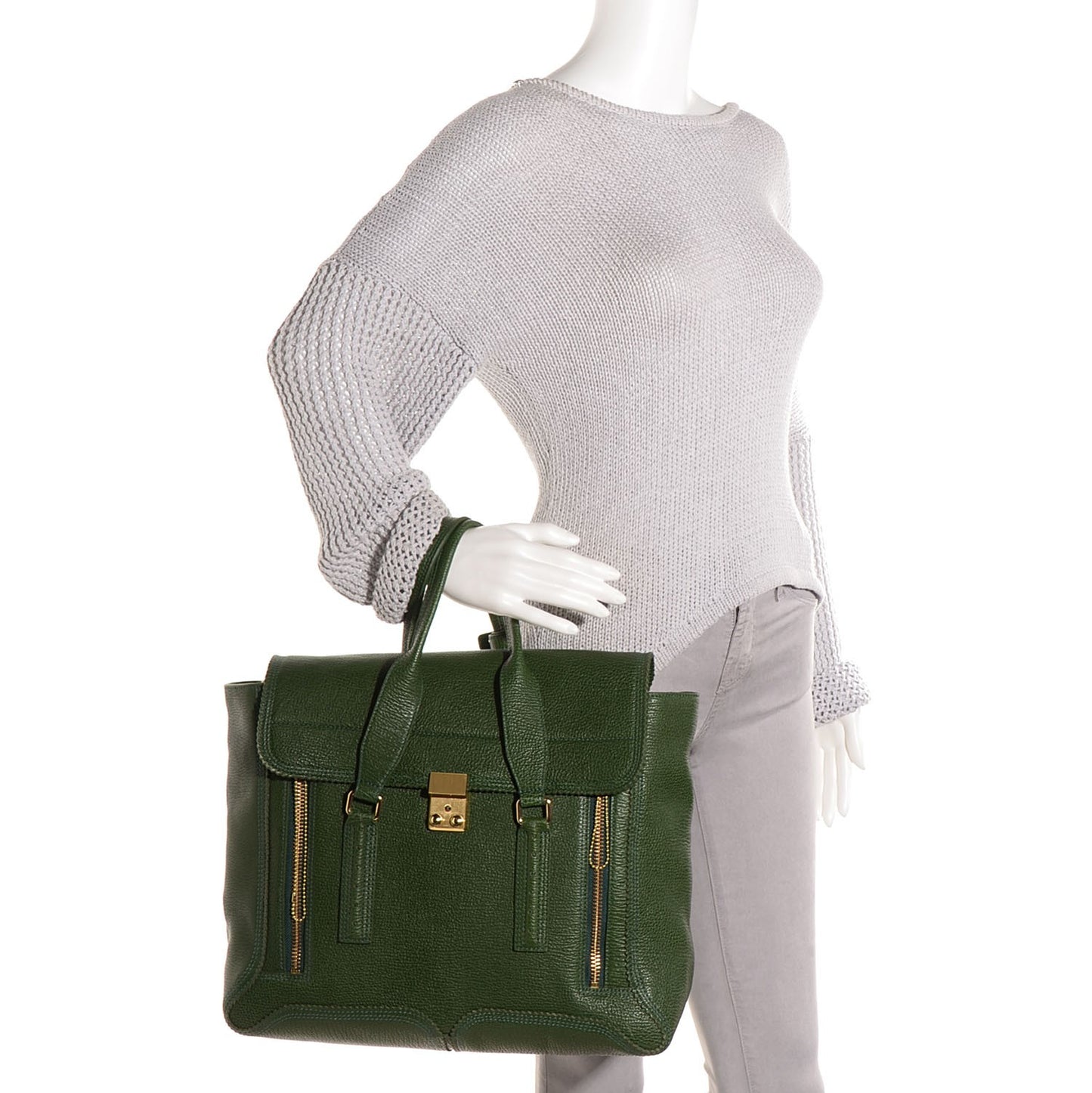 3.1 Leather Large Pashli Satchel Jade