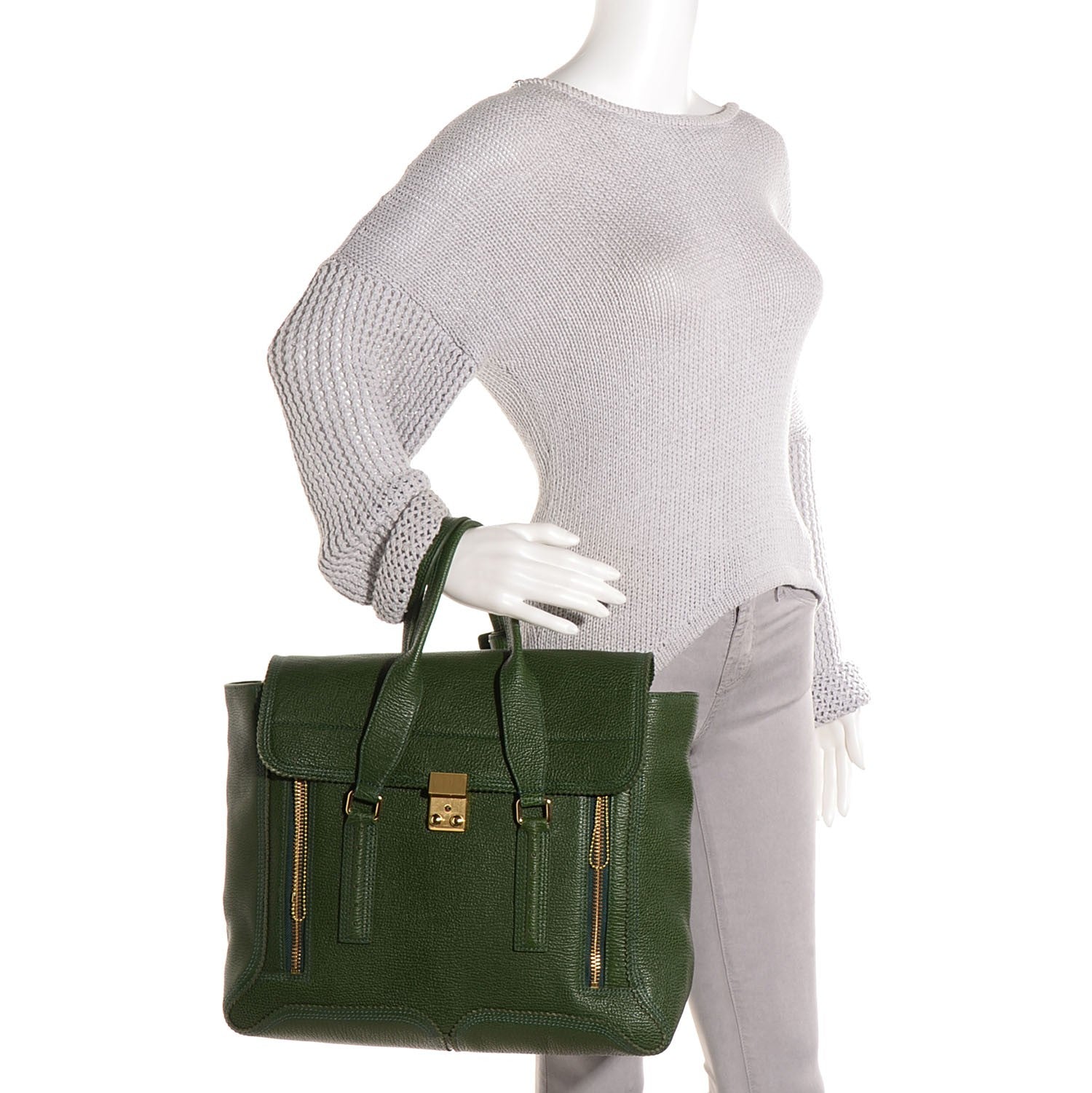 3.1 Phillip Lim 3.1 Leather Large Pashli Satchel Jade 2 of 16