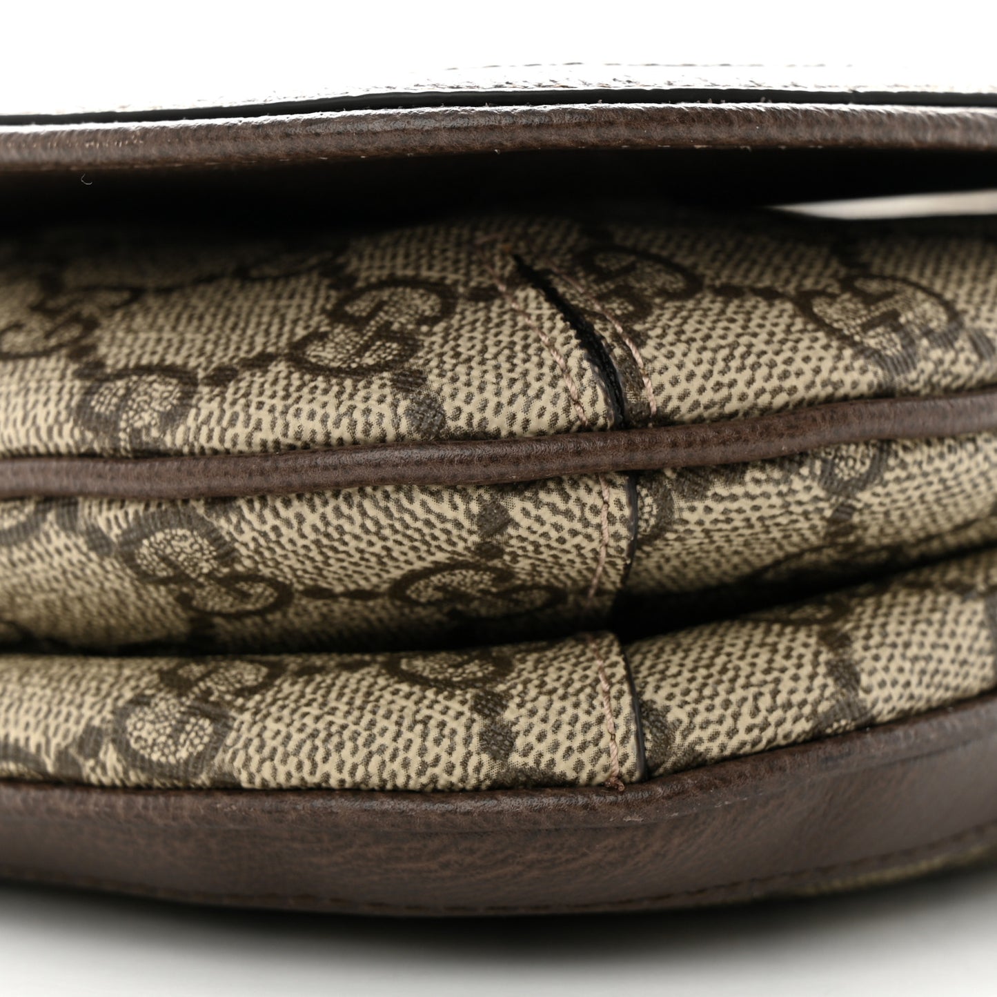 GG Supreme Monogram Textured Dollar Calfskin Web Medium Blondie Top Handle Shoulder Flap Bag Beige Ebony New Acero