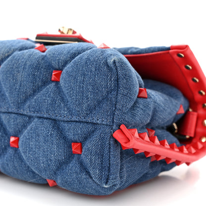 Valentino Garavani Denim Mini Candystud Top Handle Bag Blue Red 9 of 9
