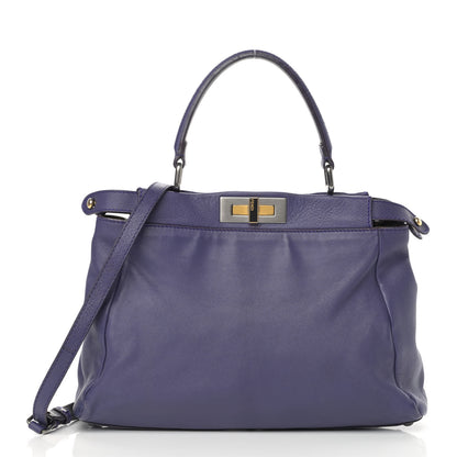 Fendi Goatskin Zucca Medium Peekaboo Iconic Satchel Purple 3 of 19