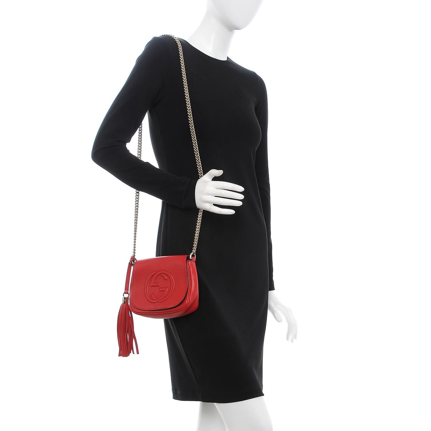 Pebbled Calfskin Small Soho Flap Crossbody Red