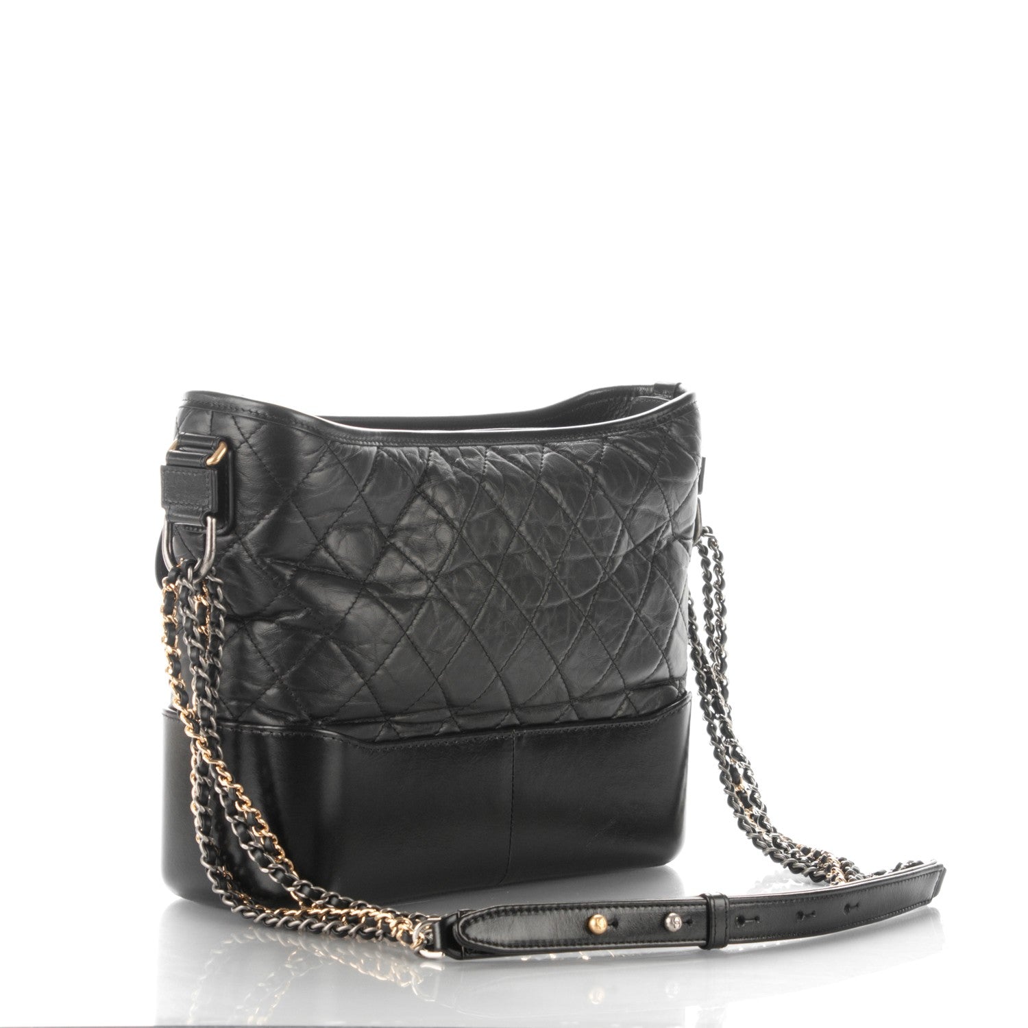 Chanel Aged Calfskin Quilted Medium Gabrielle Hobo Black 3 of 7