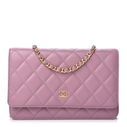 Chanel Lambskin Quilted Wallet On Chain WOC Light Purple 1 of 11