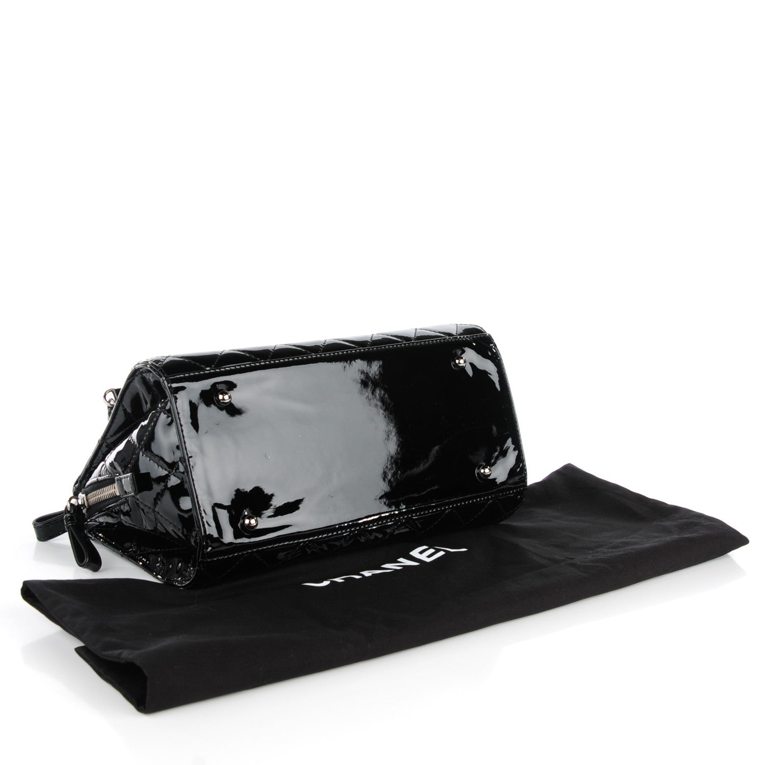 Chanel Patent Quilted CC Angle Tote Black 4 of 7