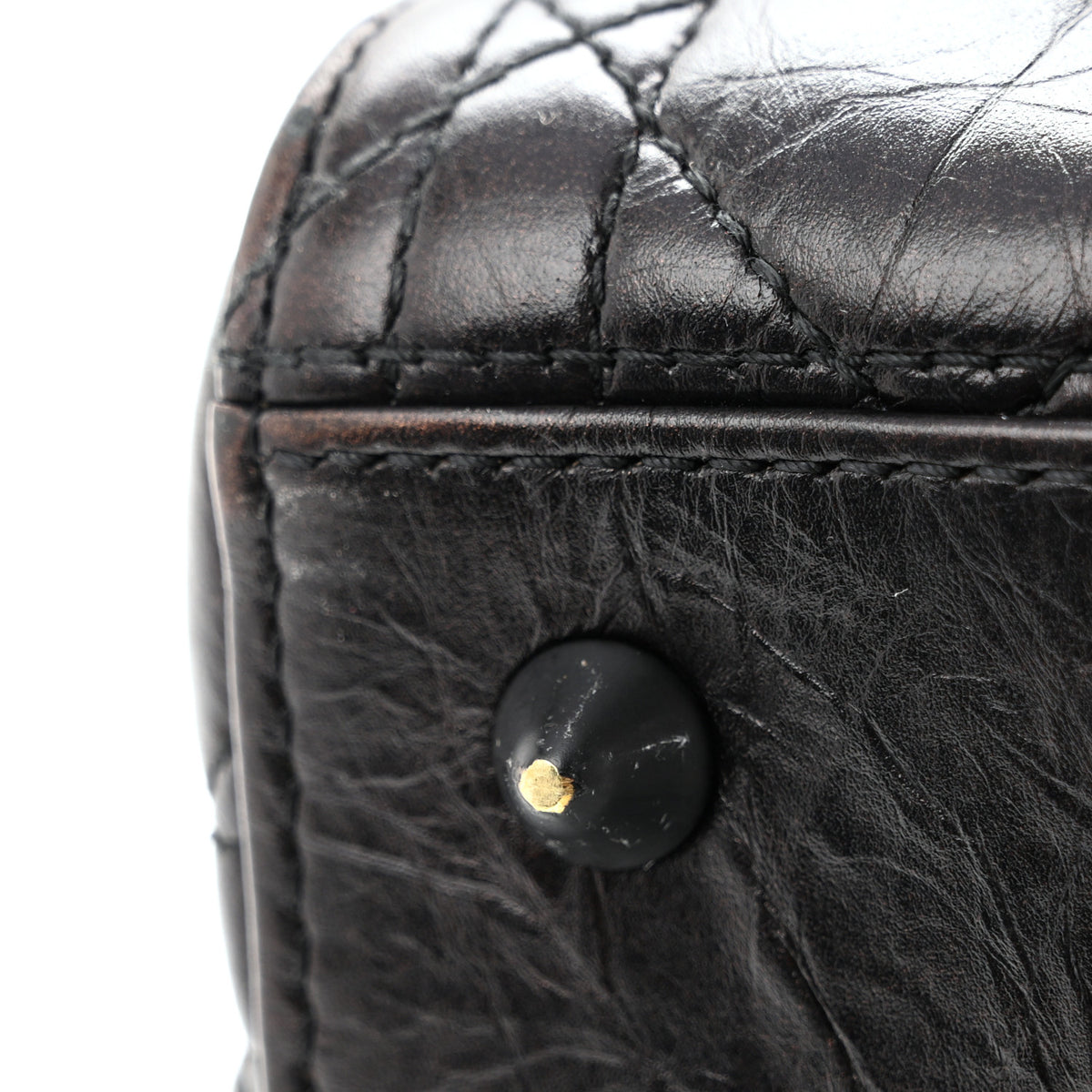Christian Dior Crinkled Calfskin Cannage Medium Lady Dior Black 13 of 15