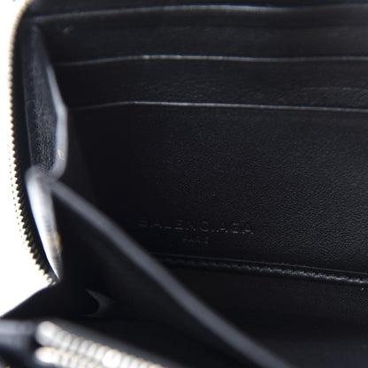Balenciaga Calfskin Allover Logo Bazar Continental Zip Around Wallet Black Gold 6 of 9