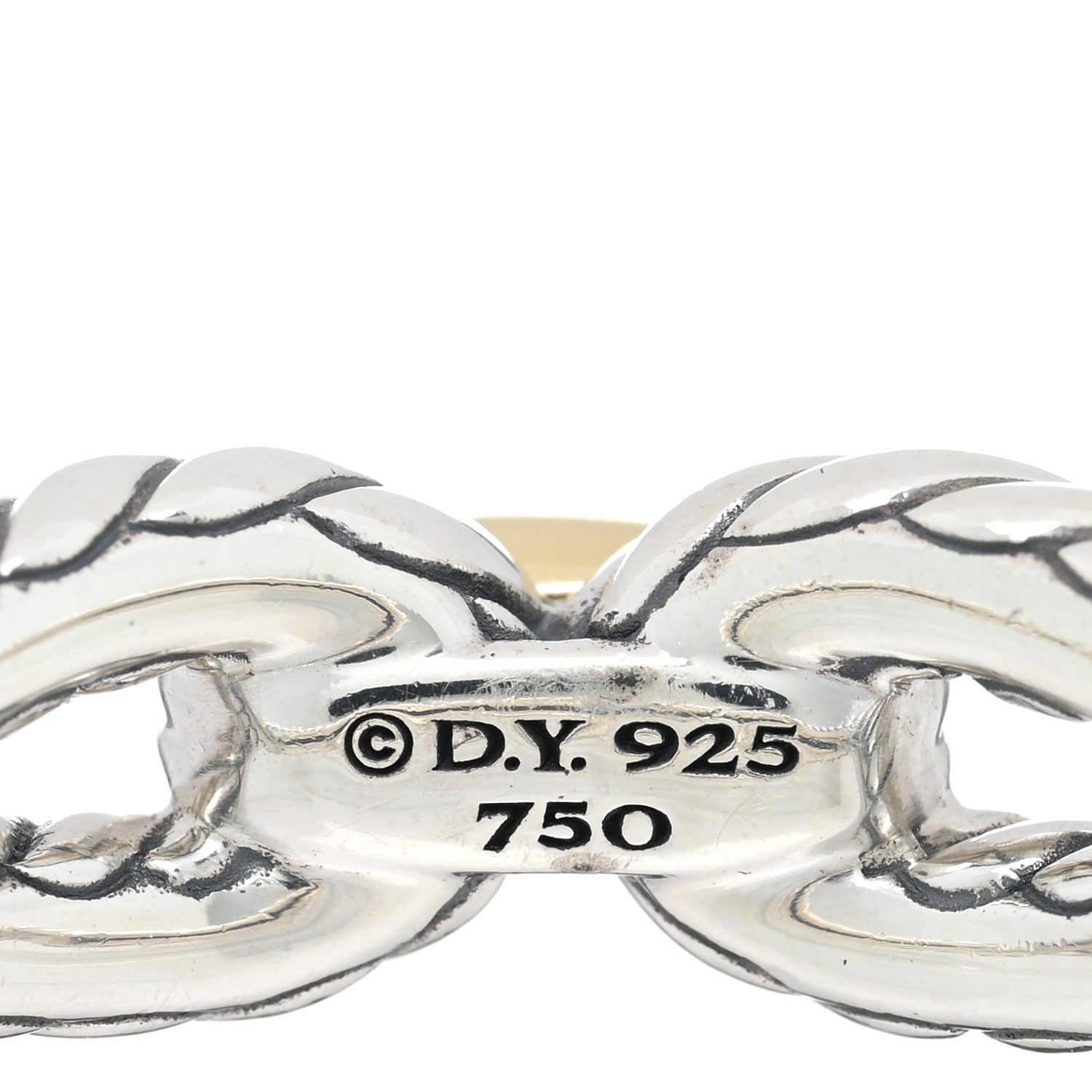 David Yurman Sterling Silver 18K Yellow Gold Cable Loop Ring 57 8 4 of 4
