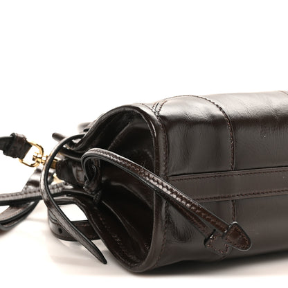 Prada Glossy Calfskin Triangle Mini Bonnie Shoulder Bag Moro 8 of 9