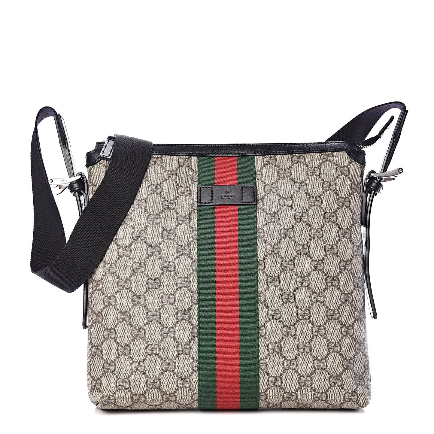 GG Supreme Monogram Web Messenger Bag Black