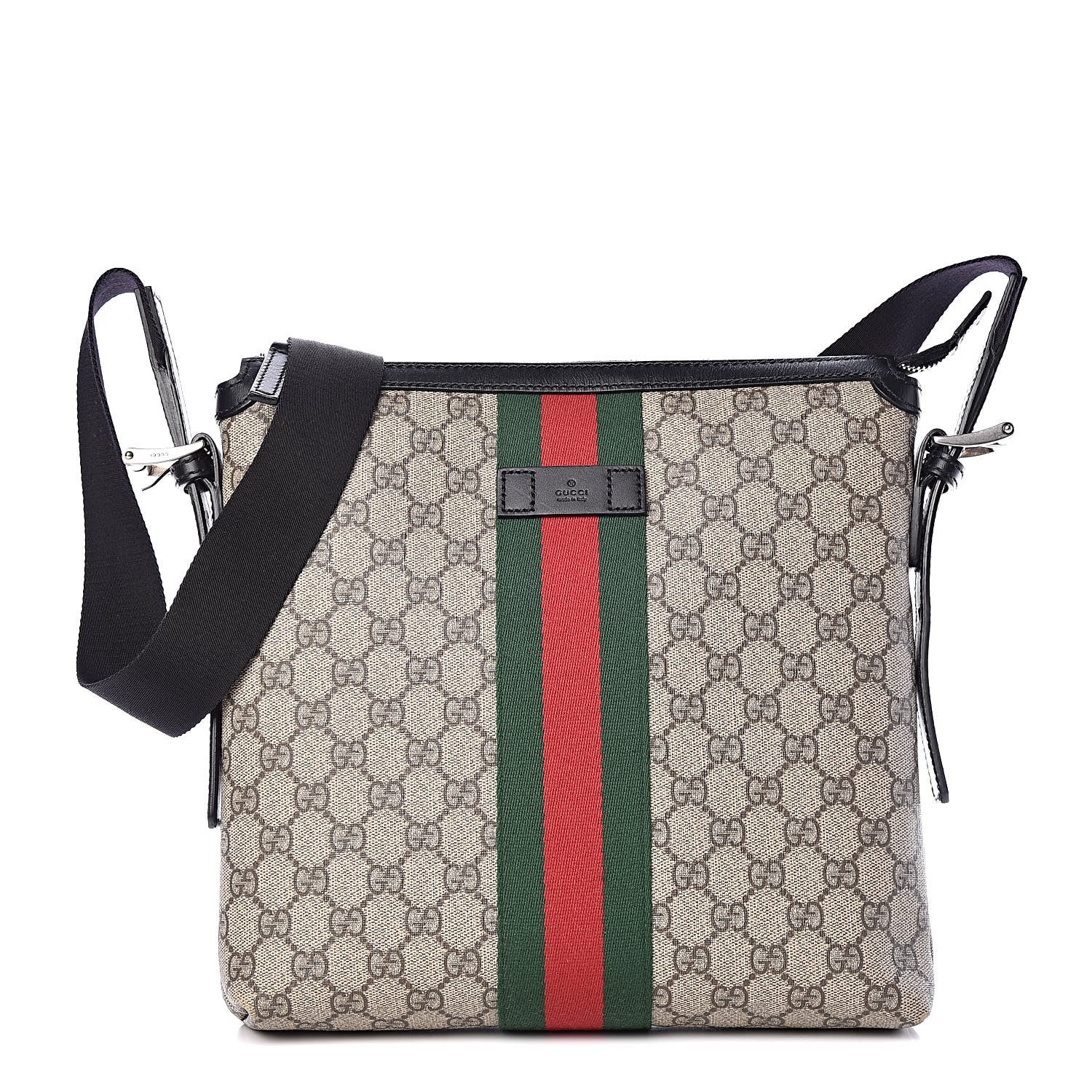 Gucci GG Supreme Monogram Web Messenger Bag Black 1 of 9