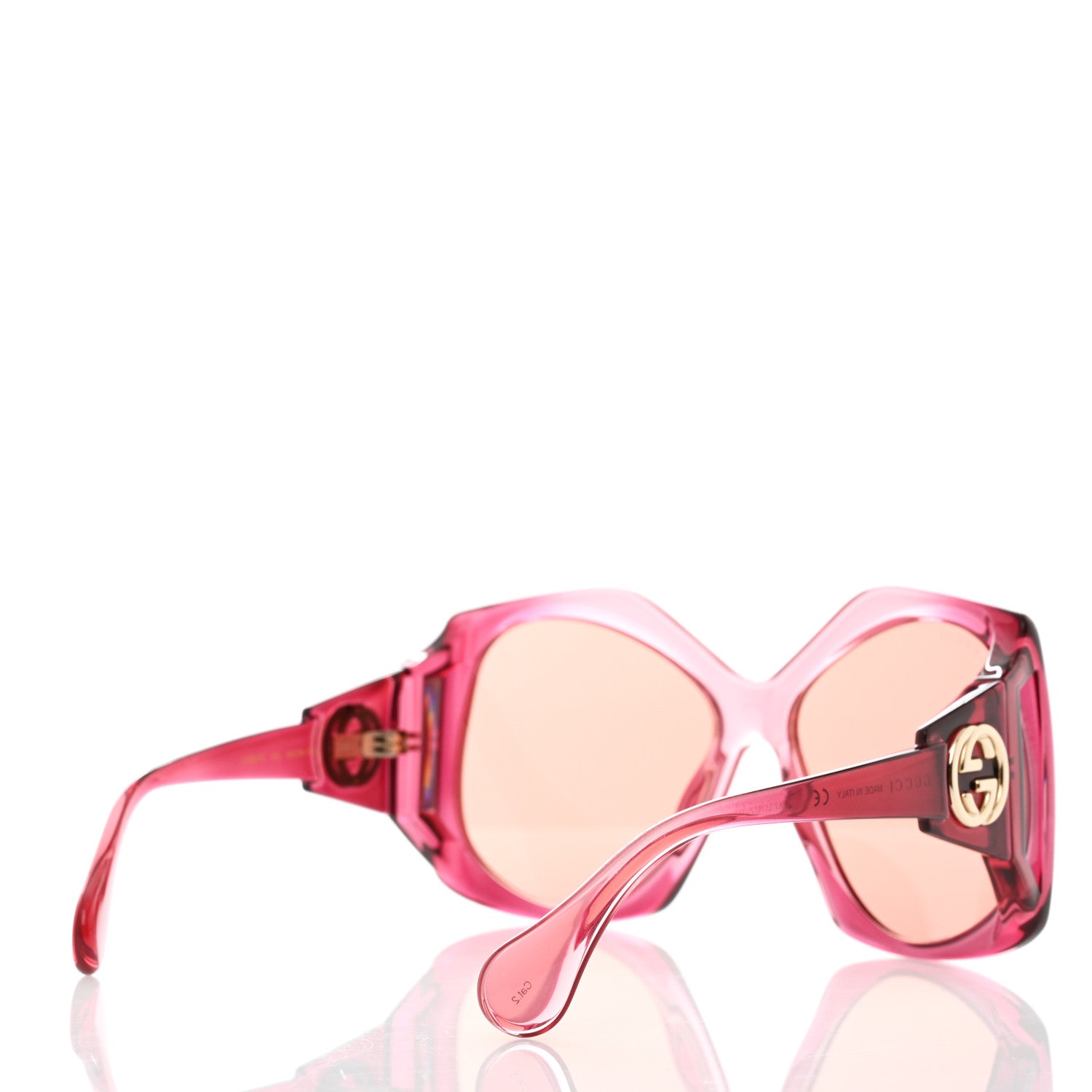 Gucci Acetate Round Sunglasses GG0875S Burgundy Orange 4 of 8