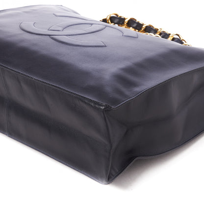 Chanel Lambskin CC Tote Navy 4 of 9