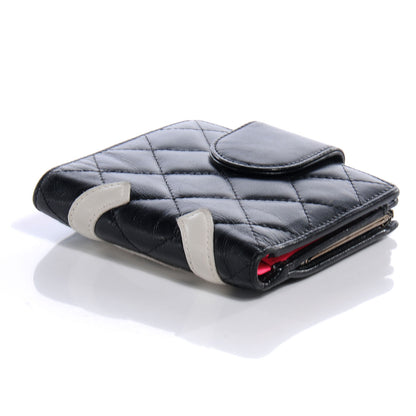 Chanel Calfskin Quilted Bi-fold Wallet Black White 5 of 8