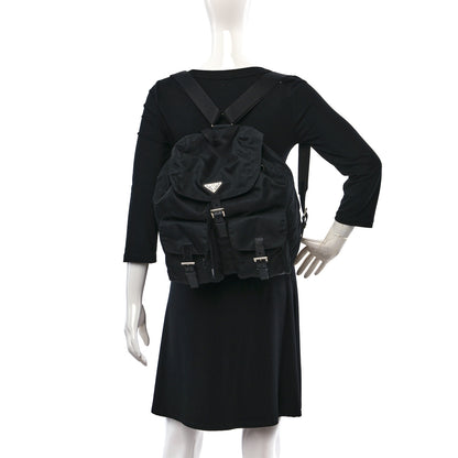 Prada Tessuto Nylon Saffiano Medium Backpack Black 2 of 9