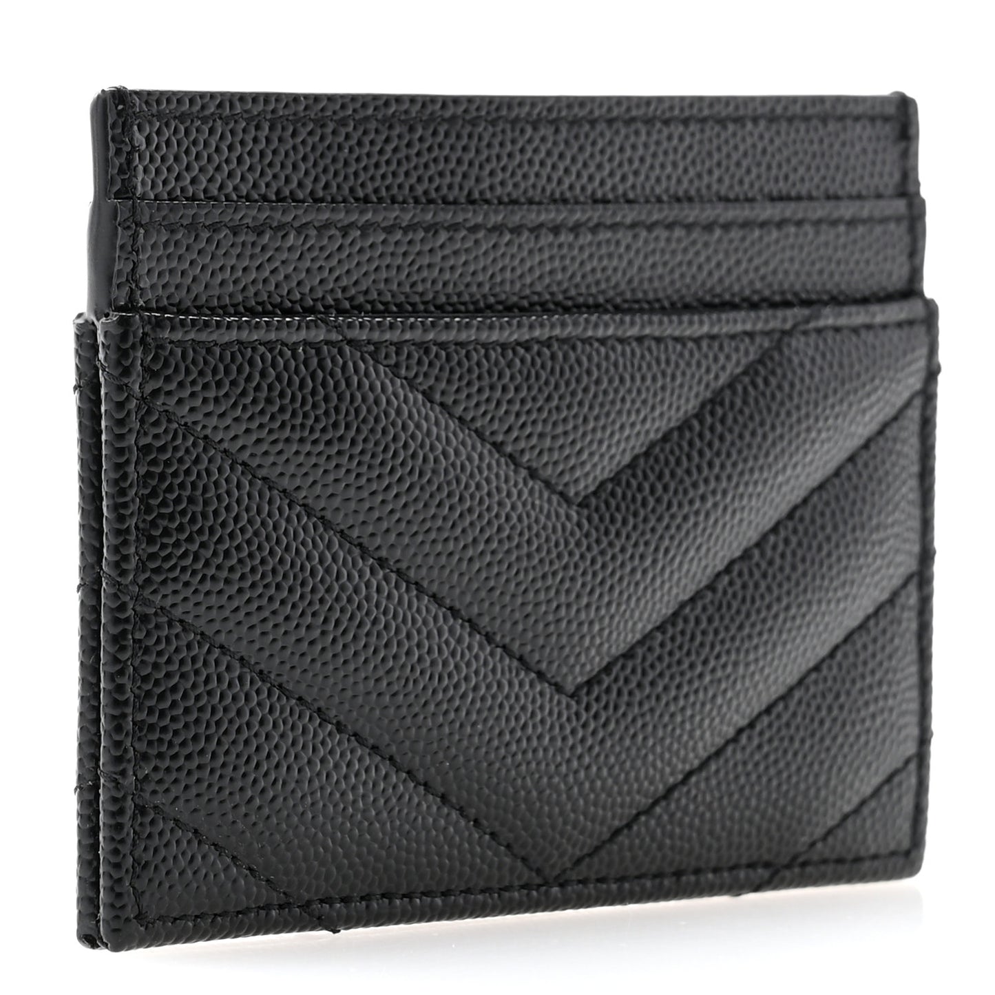 Grain De Poudre Matelasse Chevron Monogram Credit Card Case Black