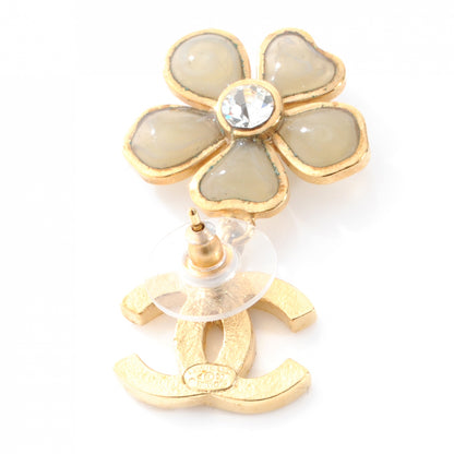 Chanel Crystal CC Camellia Drop Earrings Gold 5 of 5