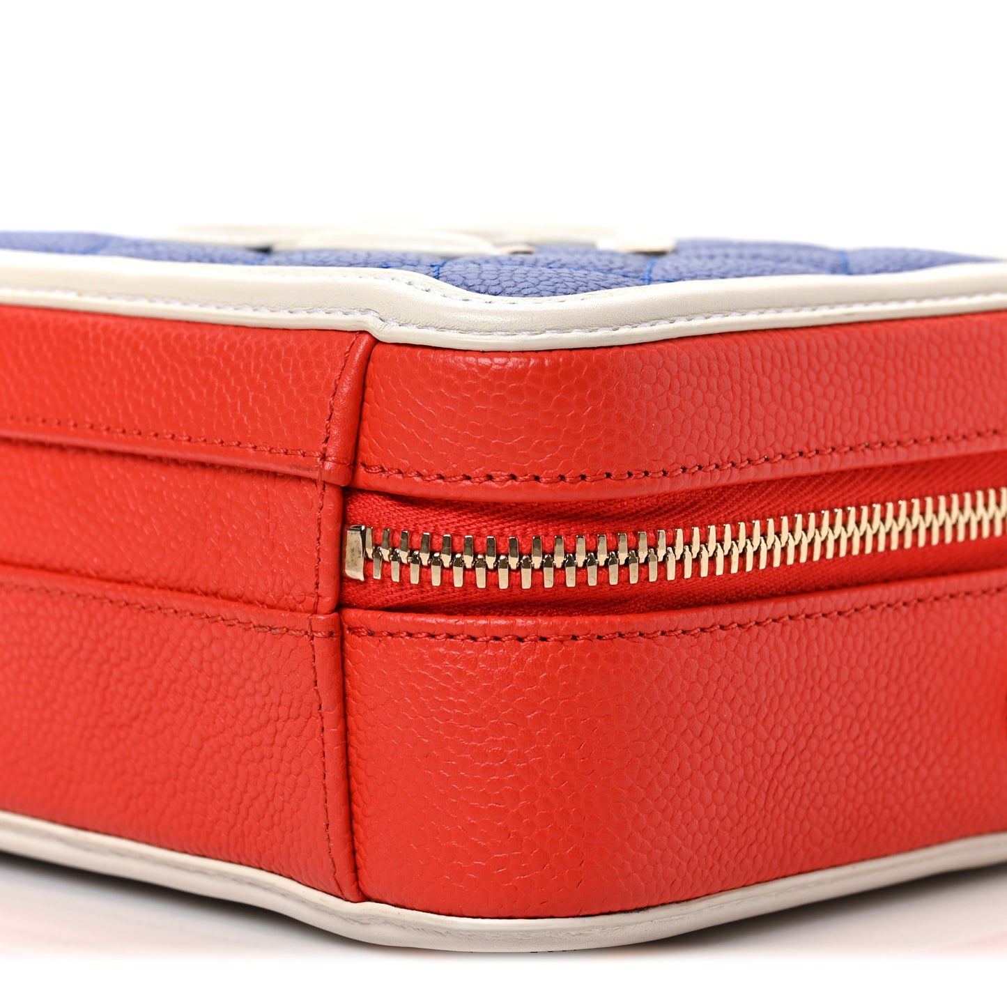 Caviar Quilted Small CC Filigree Vanity Case Blue White Red