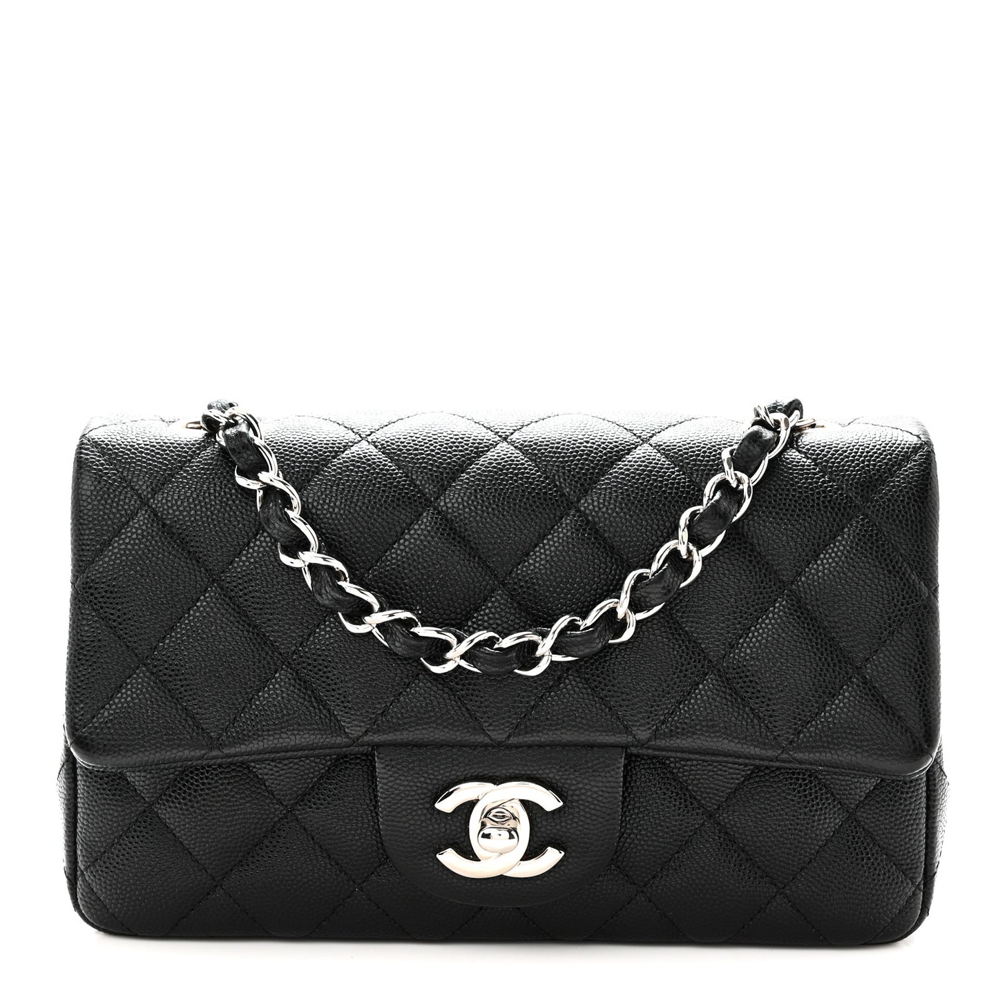 Caviar Quilted Mini Rectangular Flap Black