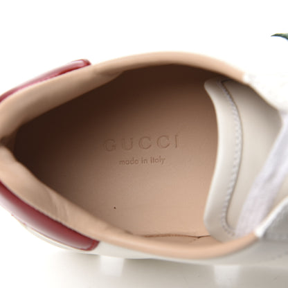 Gucci Calfskin Web Bee Embroidered Womens Ace Platform Sneakers 37.5 White 8 of 11