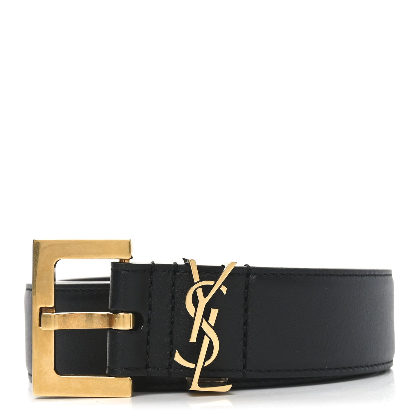 Smooth Calfskin Monogram Square Buckle Belt 75 30 Black