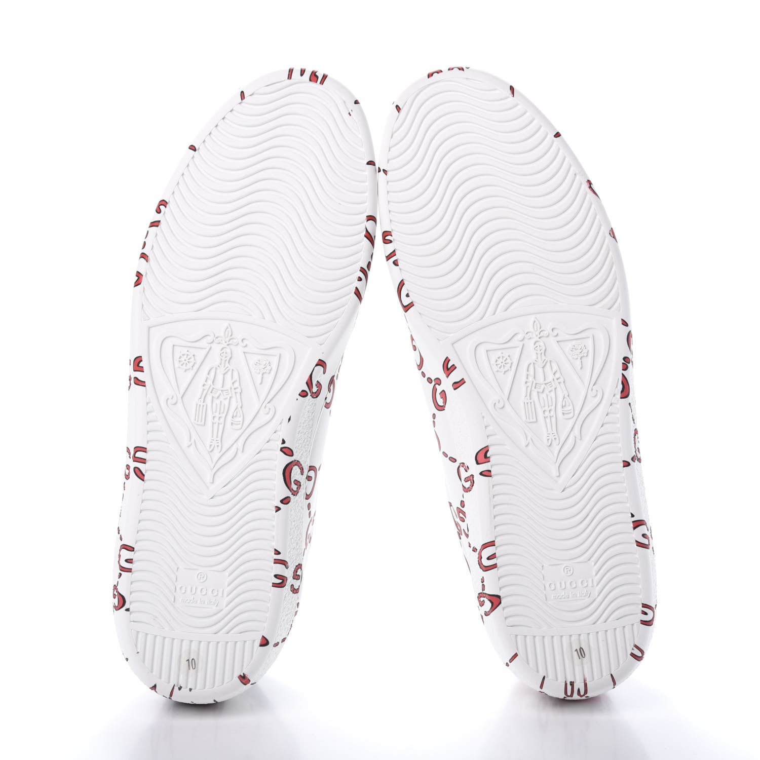 Gucci Calfskin GucciGhost Print Mens Ace Sneakers 10 White Hibiscus Red 5 of 8