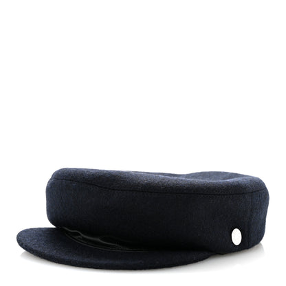 Hermes Wool Calfskin Dani Cap 57 Marine Black 1 of 11