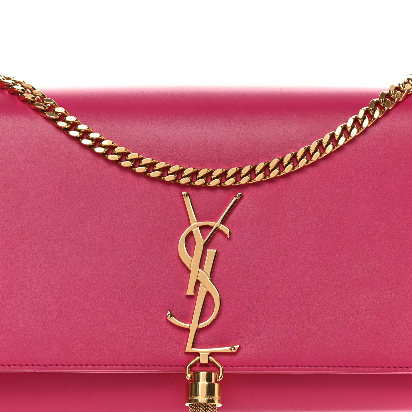 Smooth Calfskin Medium Classic Monogram Kate Tassel Satchel Fuchsia