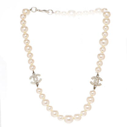 Chanel Crystal Pearl CC Short Necklace Gold 3 of 6